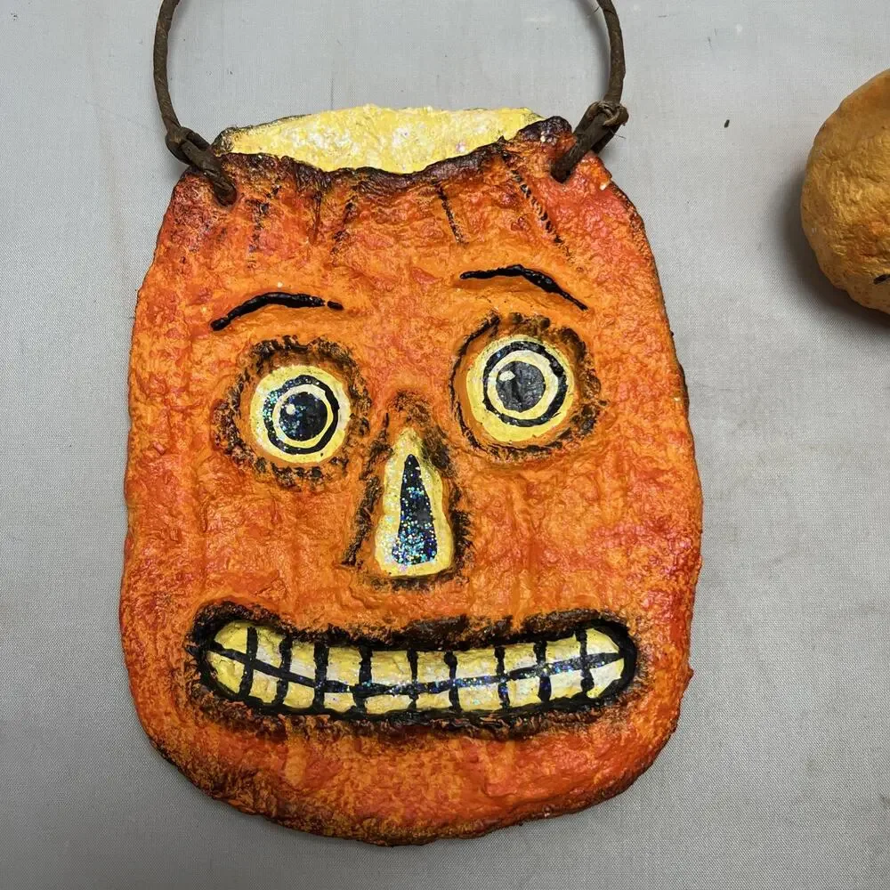 Dept 56 Halloween Pumpkin Plaque Folk Art Vintage Debra Schoch Style Decor Gourd